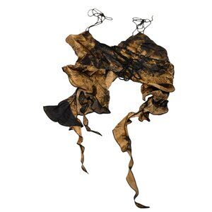 KNWLS Spiral Lace-Up Asymmetric Silk Top in Brown